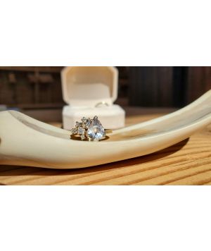 Grey Geometric Cut Sapphire + Diamond Cluster Engagement Ring 2.13 ct 