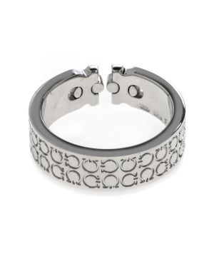 Unisex Gancini Sterling Silver Thick Logo Ring // Ring Size: 9