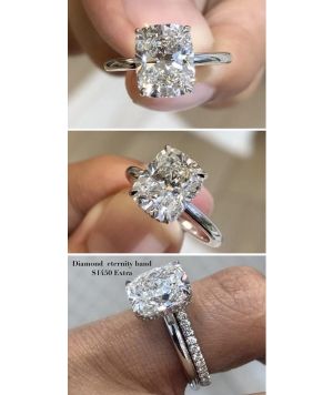 3 carat H vs1 Cushion cut Solitaire diamond ring 