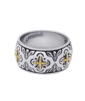 Konstantino Kleos Sterling Silver and 18K Yellow Gold Band