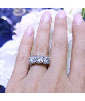 Past, Present, Future 3.18ct Round Natural Diamonds Platinum ring