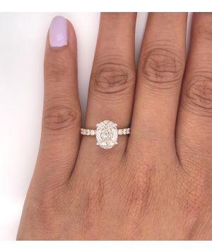 2.70 Total Carat Oval Pave-Set Engagement Ring H SI1