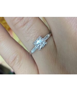 0.55 Carat Vintage Round Diamond Engagement Ring in Platinum