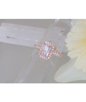 2.05ct rose gold radiant pink sapphire engagement ring set- size 5.25