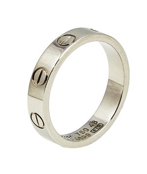 Cartier Love 18k White Gold Narrow Wedding Band Ring Size 48