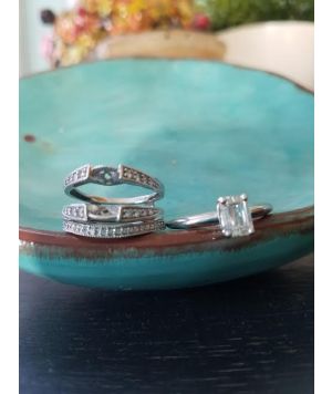 1.75ctw Emerald Cut COMPLETE Wedding set Vintage Inspired
