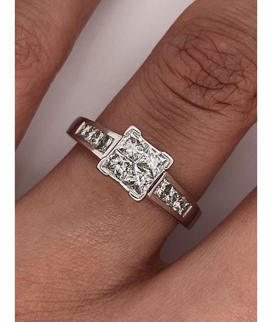 1.25 Carat Princess Cut Invisible Set Engagement Ring G VS