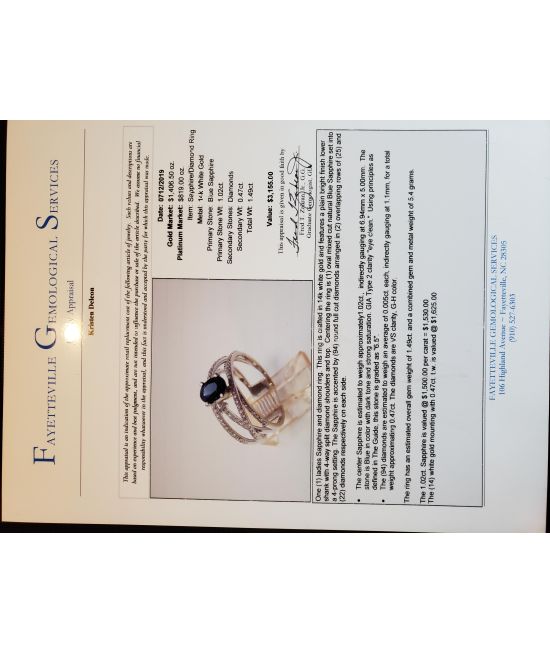 Blue Sapphire and diamond engagement ring set 