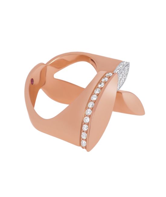 Roberto Coin 18K Rose Gold and 18k White Gold Diamond 0.55ct. tw. Statement Ring Sz. 6.75 8882535AH70X