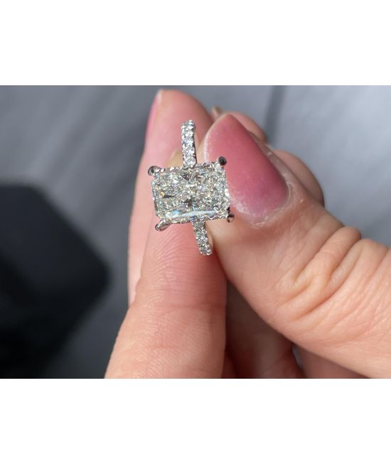 GIA certified 3.76 ct stunning radiant cut diamond ring