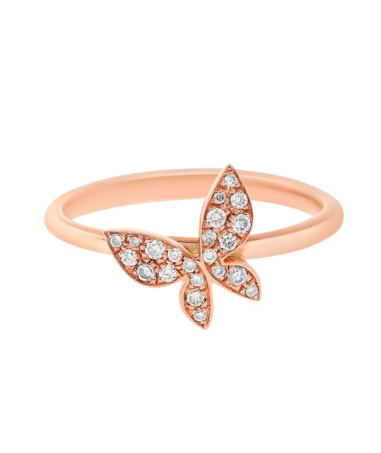 Mimi Milano Farfalla 18K Rose Gold, Diamond Statement Ring sz 7 A659R8M-54