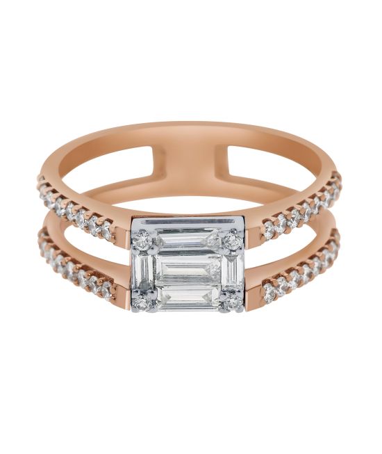 Mimi Milano Esseredivenire 18K Rose Gold, 0.37ct. tw. Diamond Band Ring sz 7 AXM108-070R8B
