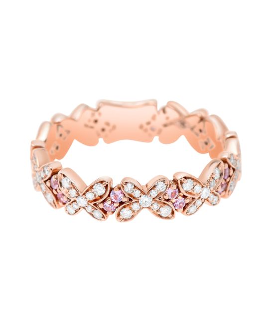 Mimi Milano Freevola 18K Rose Gold, 0.32ct. tw. Diamond and Pink Sapphire Band Ring sz 6.75 AXM248R8Z2B-53