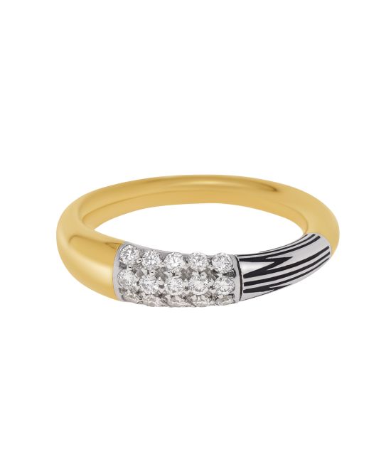 Mimi Milano Tam Tam 18K Yellow and White Gold, 0.30ct. tw. Diamond Band Ring sz 6.75 AXM371D8B2-53
