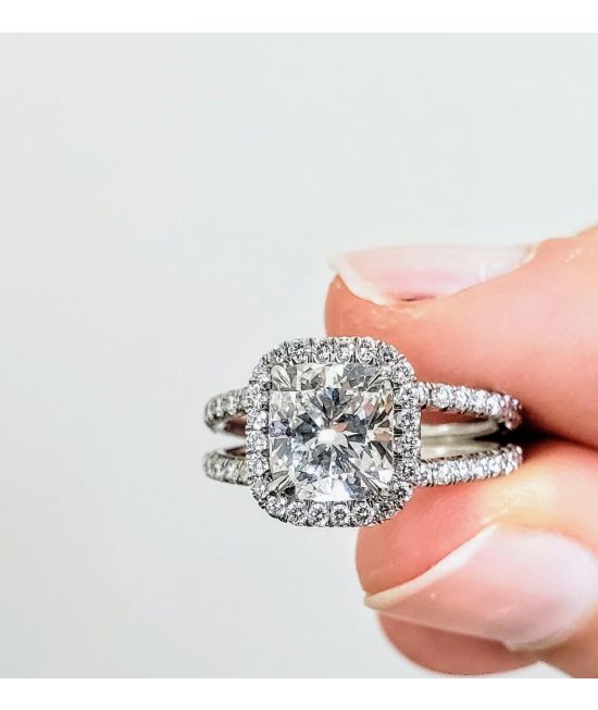 Platinum . 2.55 CARAT CUSHION CUT  DIAMOND ENGAGEMENT RING!