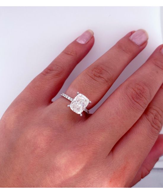 Radiant Cut Floating Marquise Accent diamond Engagement Ring In 18K White  Gold | Fascinating Diamonds