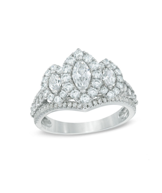 1 1 2 CT. T.W. Marquise Diamond Frame Past Present Future Ring in 14K