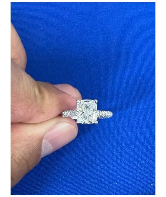 TWO CARATS CUSHION CUT IN PAVE SETTING