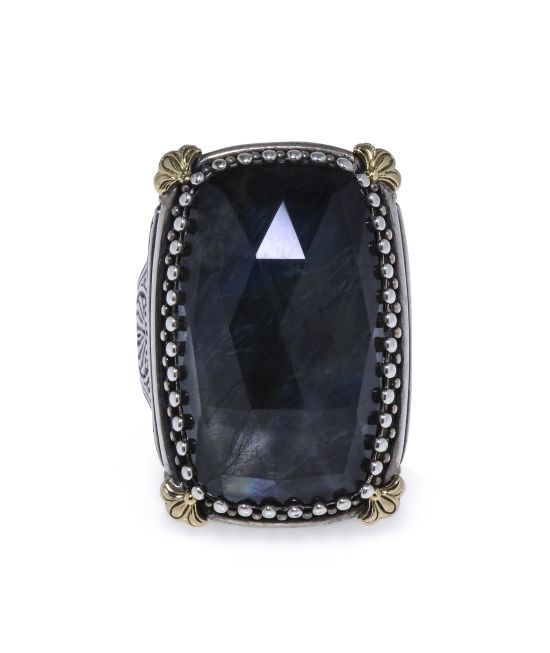 Konstantino 18K Yellow Gold and Sterling Silver and Spectrolite Doublet Ring sz 7 DMK1974-301