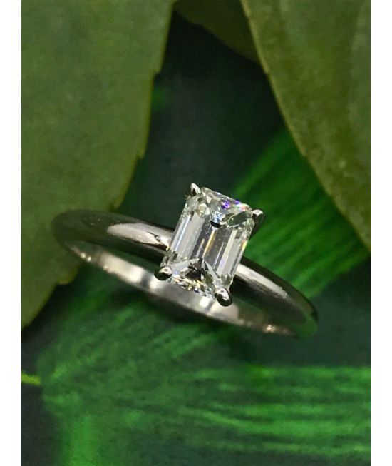 Classic 0.70 carat emerald cut diamond ring