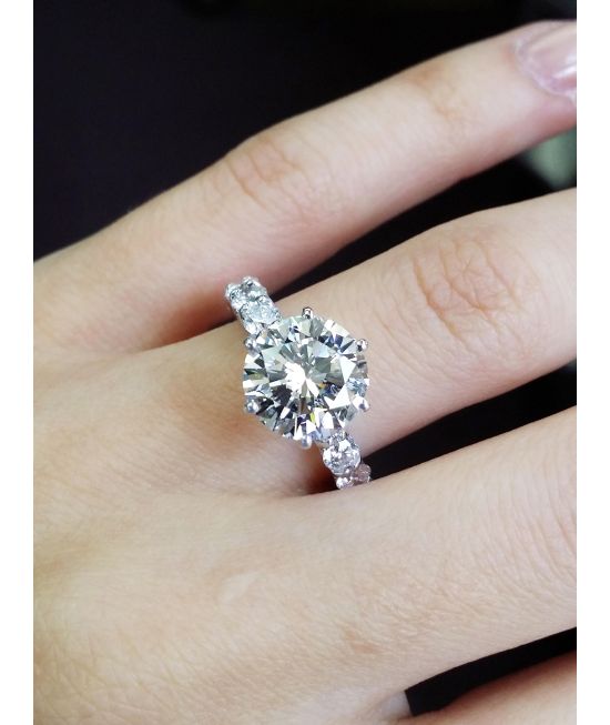 3.0 ct round natural white certified diamond ring