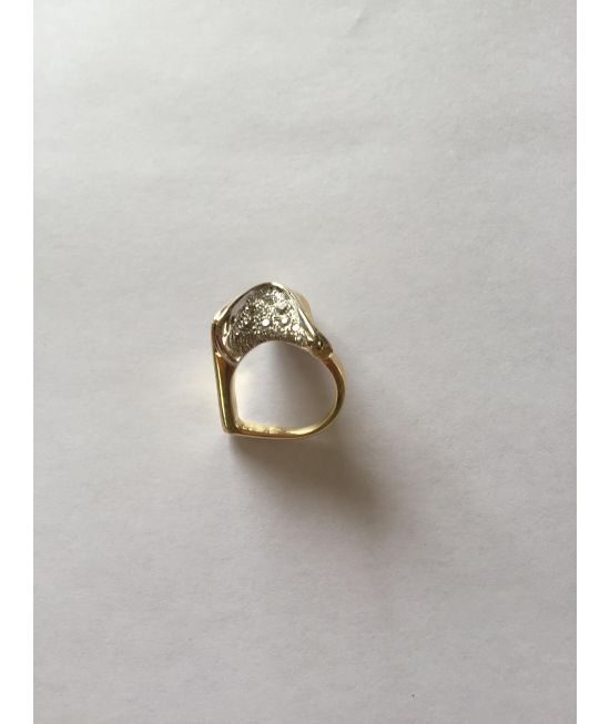 DIAMOND COCKTAIL RING, TWO TONE 14K SOLID GOLD, UNIQUE FASHION STYLE