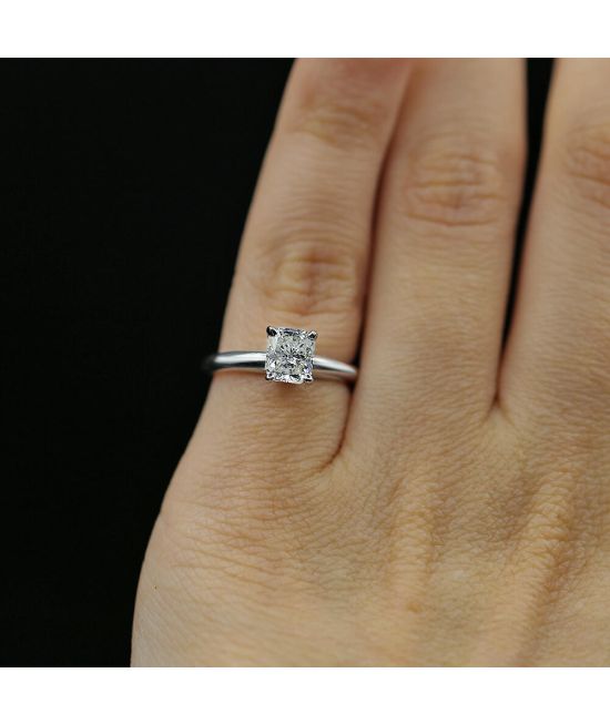  White Gold Engagement Ring with Solitaire 1.00ct Cushion Cut