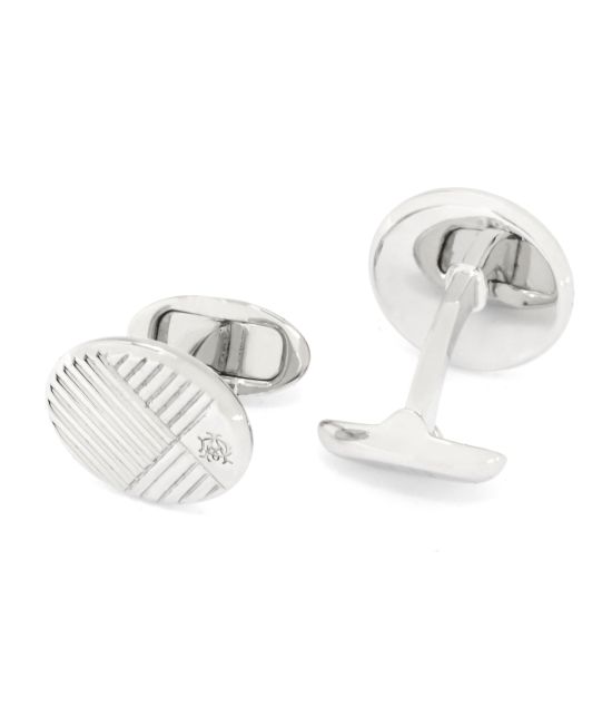 Dunhill AD Diagonal Sterling Silver Cufflinks JNC32J6K
