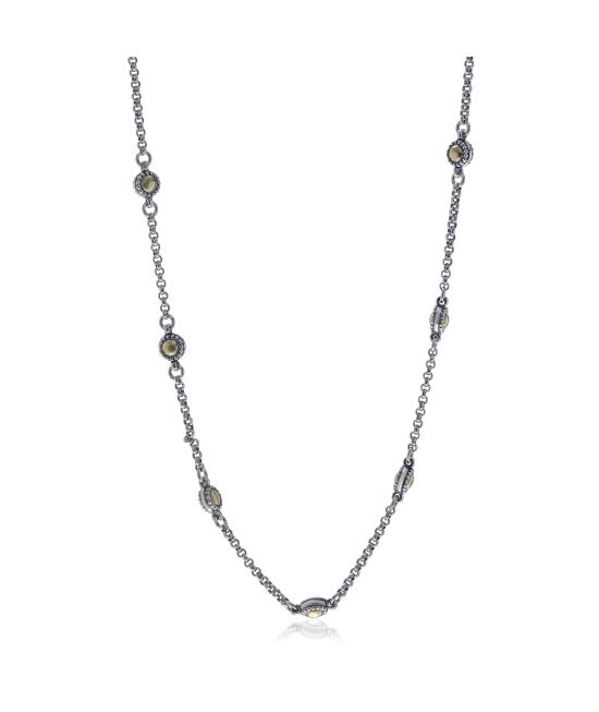 Konstantino Sterling Aspasia Silver and 18K Yellow Gold, Station Necklace