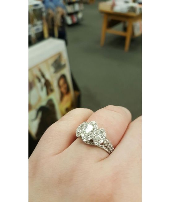 1 1 2 CT. T.W. Marquise Diamond Frame Past Present Future Ring in 14K