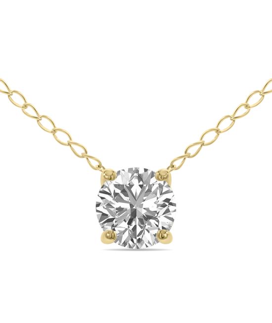 Lab Grown 1/2 Carat Floating Round Diamond Solitaire Pendant in 14K Yellow Gold (F-G Color, VVS1-VVS2 Clarity)