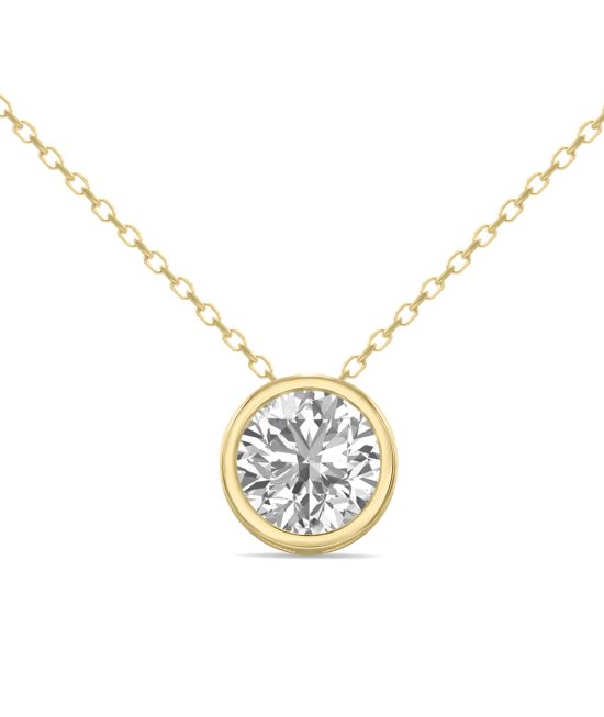 IGI Certified 3/4 Carat Lab Grown Diamond Bezel Pendant in 14K Yellow Gold