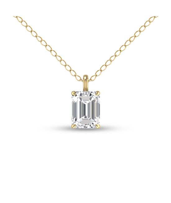 Lab Grown 1/2 Carat Emerald Solitaire Diamond Pendant in 14K Yellow Gold