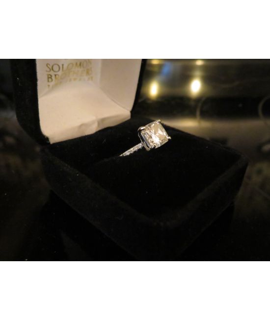 2.06/ct, cushion cut diamond, micropave set ring