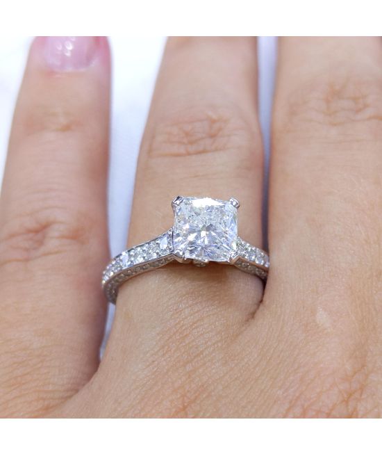 Certified 2.31CT E-SI1 CE Cushion Cut Diamond Engagement Ring