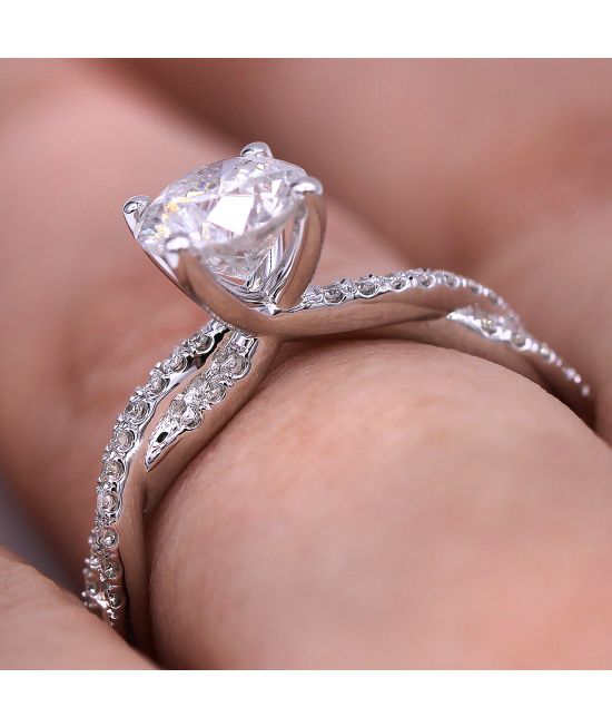 1.29cts Fascinating Pave twist diamond engagement ring