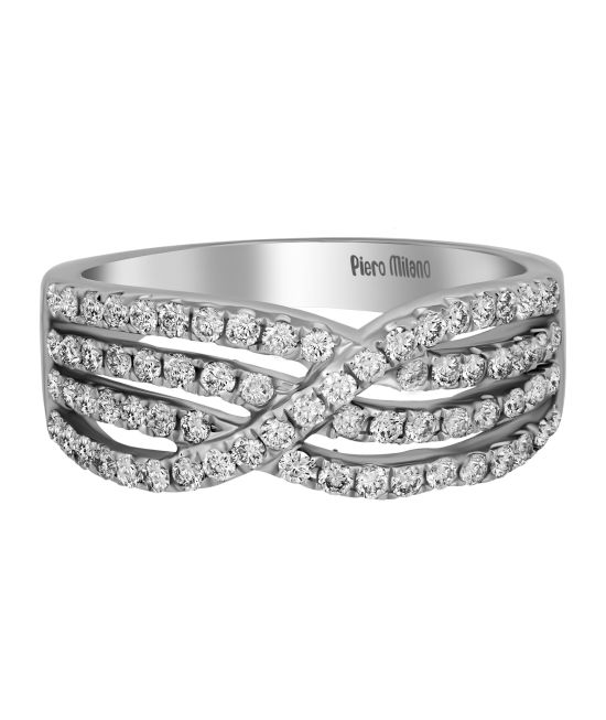 Piero Milano 18K White Gold Diamond 0.71ct. tw. Ring Sz 6.75 RIDI-102402-388