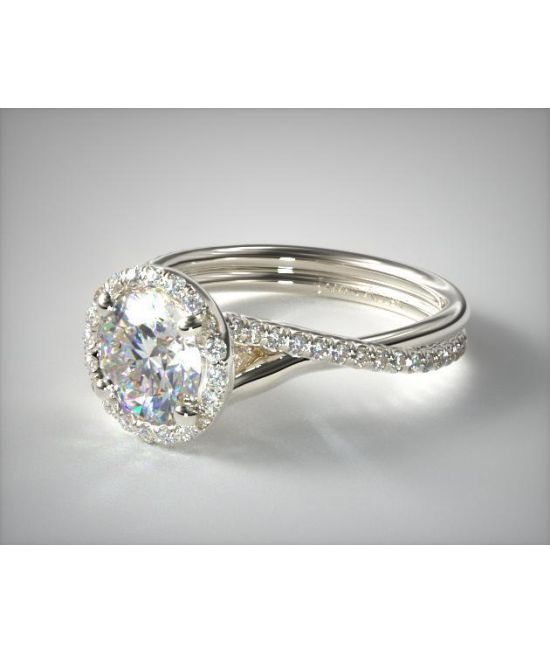 Twisted pave halo engagement ring sales