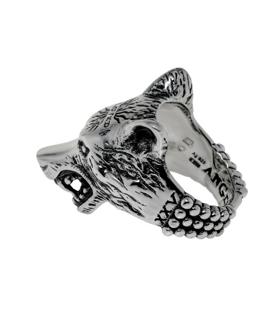 Gucci Anger Forest Sterling Silver Wolf Head Statement Ring Sz. 7  YBC476900001015